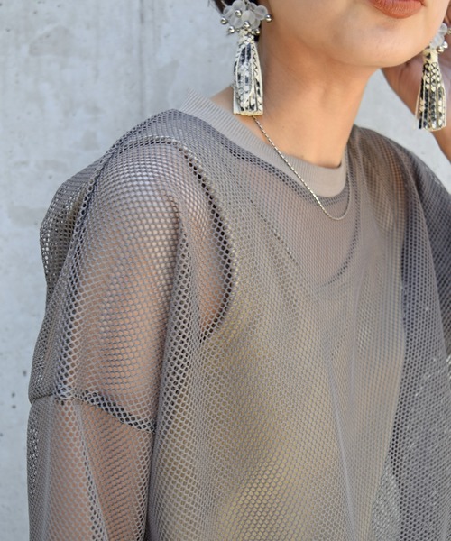 Marient（マリエント）の「メッシュレイヤードTEE/Tシャツ（Tシャツ/カットソー・レディース・ホワイト/カーキ/ブラック・FREE）」の14枚目の写真