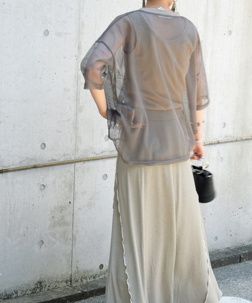 Marient（マリエント）の「メッシュレイヤードTEE/Tシャツ（Tシャツ/カットソー・レディース・ホワイト/カーキ/ブラック・FREE）」の15枚目の写真