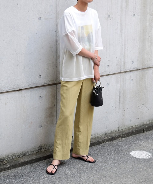 Marient（マリエント）の「メッシュレイヤードTEE/Tシャツ（Tシャツ/カットソー・レディース・ホワイト/カーキ/ブラック・FREE）」の4枚目の写真