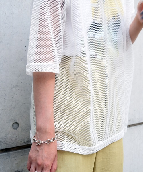 Marient（マリエント）の「メッシュレイヤードTEE/Tシャツ（Tシャツ/カットソー・レディース・ホワイト/カーキ/ブラック・FREE）」の5枚目の写真