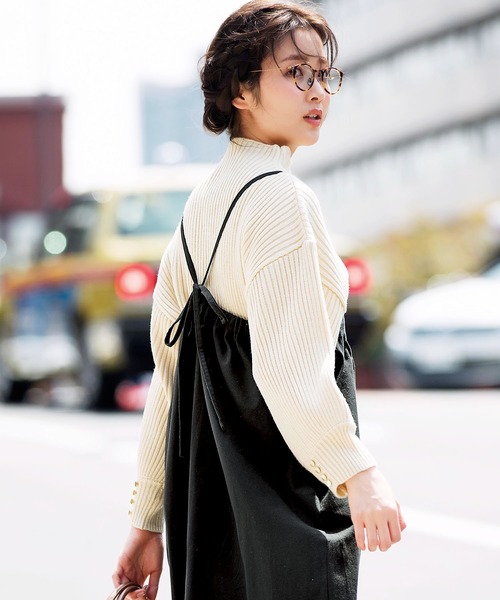 GeeRA(ジーラ)の「綿100%サロペットワンピース(ワンピース・レディース・ブラック/ベージュ・X-LARGE/MEDIUM/LARGE)」の5枚目の写真