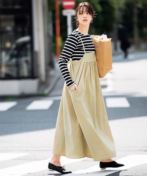 GeeRA(ジーラ)の「綿100%サロペットワンピース(ワンピース・レディース・ブラック/ベージュ・X-LARGE/MEDIUM/LARGE)」の3枚目の写真