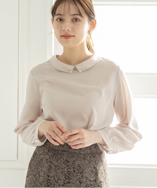 12Twelve Agenda(トゥエルブ アジェンダ)の「2WAYボウデザインブラウス(シャツ/ブラウス・レディース・ライトグレー/ピンクベージュ/ブラウン/ブラック・M)」の2枚目の写真