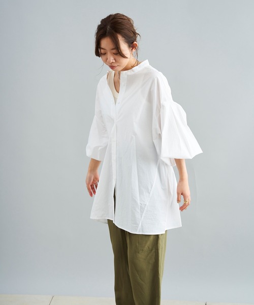 DouDou（ドゥドゥ）の「ウォッシャブルコットンバックリボンブラウス（シャツ/ブラウス・レディース・ブラック/オフホワイト/カーキ・FREE）」の16枚目の写真