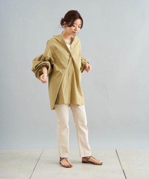 DouDou（ドゥドゥ）の「ウォッシャブルコットンバックリボンブラウス（シャツ/ブラウス・レディース・ブラック/オフホワイト/カーキ・FREE）」の18枚目の写真