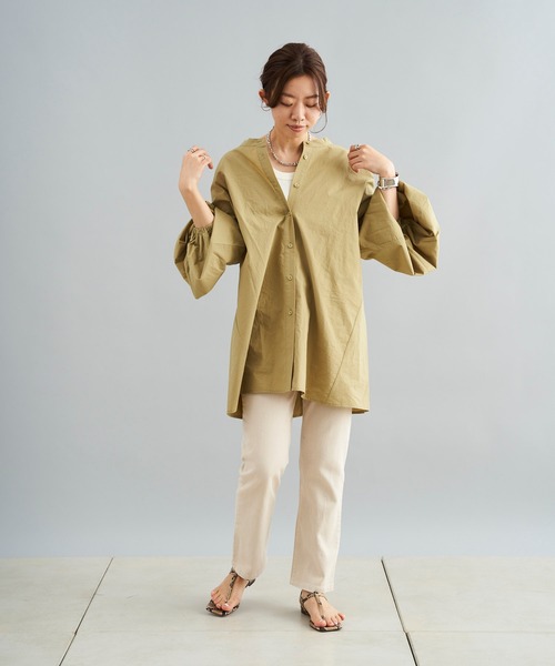 DouDou（ドゥドゥ）の「ウォッシャブルコットンバックリボンブラウス（シャツ/ブラウス・レディース・ブラック/オフホワイト/カーキ・FREE）」の20枚目の写真