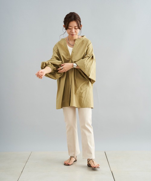 DouDou（ドゥドゥ）の「ウォッシャブルコットンバックリボンブラウス（シャツ/ブラウス・レディース・ブラック/オフホワイト/カーキ・FREE）」の21枚目の写真