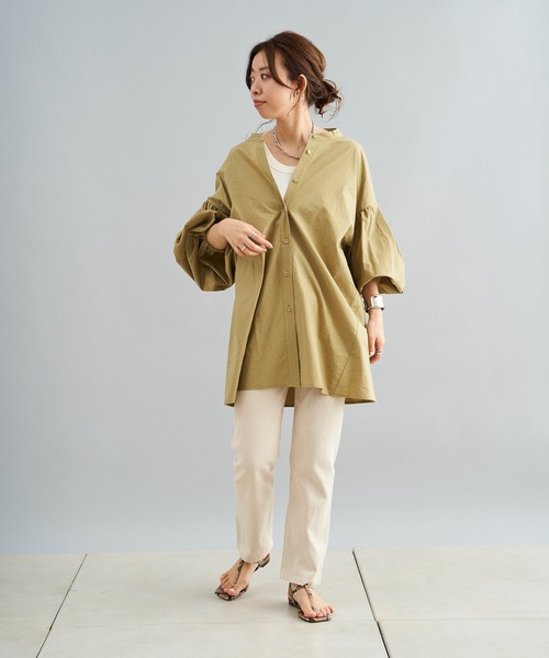 DouDou（ドゥドゥ）の「ウォッシャブルコットンバックリボンブラウス（シャツ/ブラウス・レディース・ブラック/オフホワイト/カーキ・FREE）」の22枚目の写真