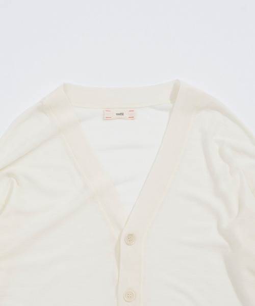 UNFIL（アンフィル）の「unfil アンフィル / superfine merino crepe-jersey cardigan スーパーファインメリノ クレープジャージー カーディガン / WOFL-UW110（カーディガン/ボレロ・レディース・チャコールグレー/ダークオレンジ/オフホワイト/ライトグリーン・1）」の5枚目の写真
