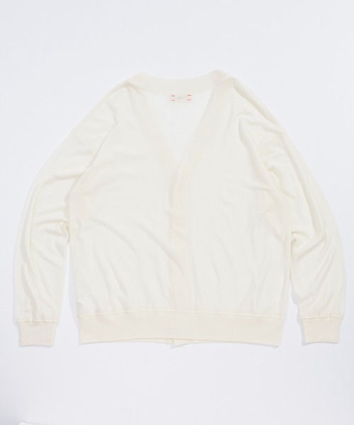 UNFIL（アンフィル）の「unfil アンフィル / superfine merino crepe-jersey cardigan スーパーファインメリノ クレープジャージー カーディガン / WOFL-UW110（カーディガン/ボレロ・レディース・チャコールグレー/ダークオレンジ/オフホワイト/ライトグリーン・1）」の9枚目の写真