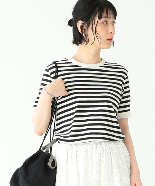 BEAMS BOY（ビームスボーイ）の「BEAMS BOY / ボーダー バインダー ショートスリーブ Tシャツ（Tシャツ/カットソー・レディース・ブラック/パープル/サックスブルー/ミント・ONE SIZE）」の6枚目の写真