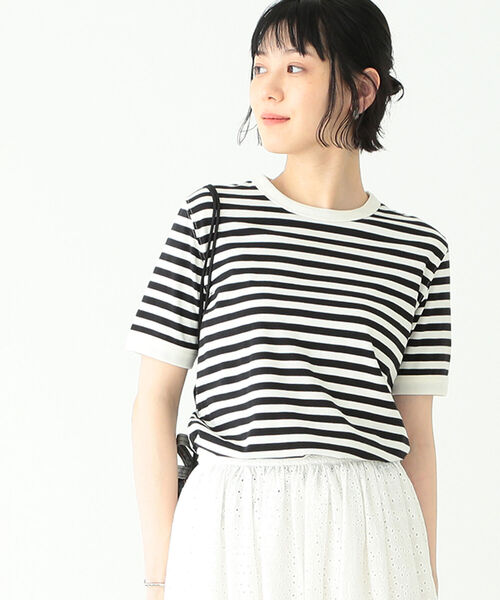 BEAMS BOY（ビームスボーイ）の「BEAMS BOY / ボーダー バインダー ショートスリーブ Tシャツ（Tシャツ/カットソー・レディース・ブラック/パープル/サックスブルー/ミント・ONE SIZE）」の7枚目の写真