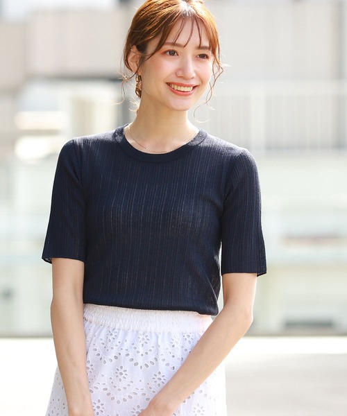 B:MING by BEAMS（ビーミングバイビームス）の「B:MING by BEAMS / シアー リブニット プルオーバー（Tシャツ/カットソー・レディース・ネイビー/オレンジ/ナチュラル・ONE SIZE）」の2枚目の写真