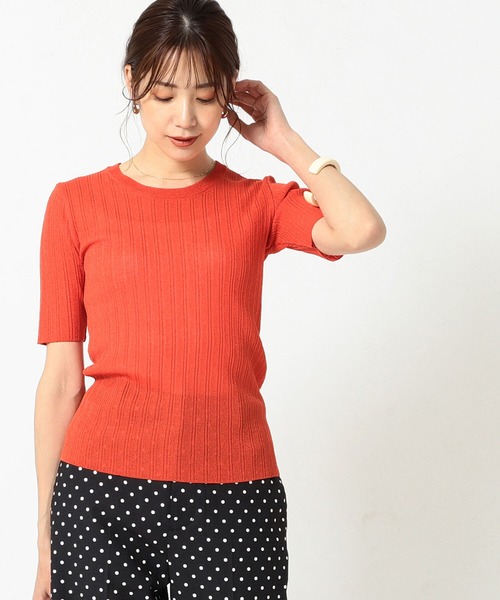 B:MING by BEAMS（ビーミングバイビームス）の「B:MING by BEAMS / シアー リブニット プルオーバー（Tシャツ/カットソー・レディース・ネイビー/オレンジ/ナチュラル・ONE SIZE）」の3枚目の写真