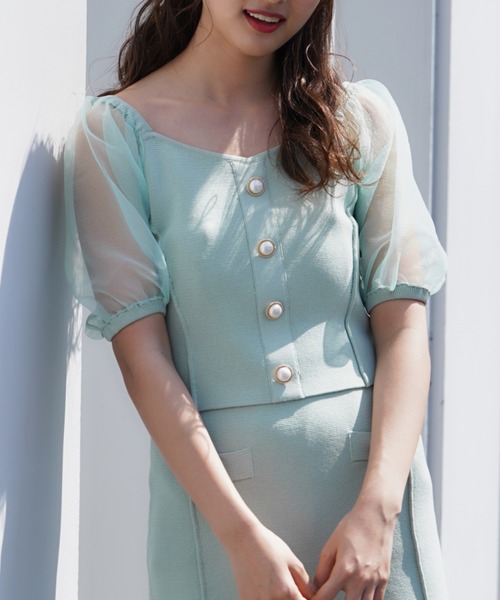 MIIA（ミーア）の「パールボタン付ニット（ニット/セーター・レディース・ブラック/ベージュ/グリーン・FREE）」の19枚目の写真