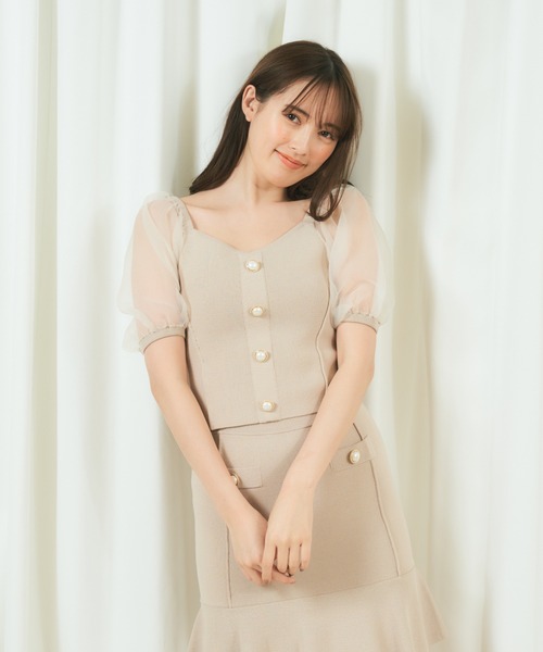 MIIA（ミーア）の「パールボタン付ニット（ニット/セーター・レディース・ブラック/ベージュ/グリーン・FREE）」の20枚目の写真