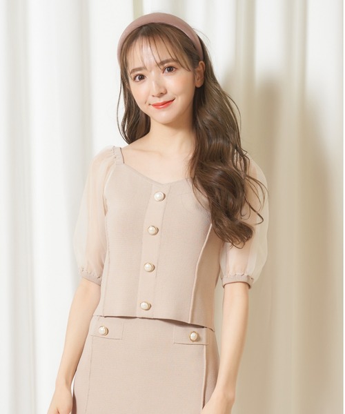 MIIA（ミーア）の「パールボタン付ニット（ニット/セーター・レディース・ブラック/ベージュ/グリーン・FREE）」の6枚目の写真