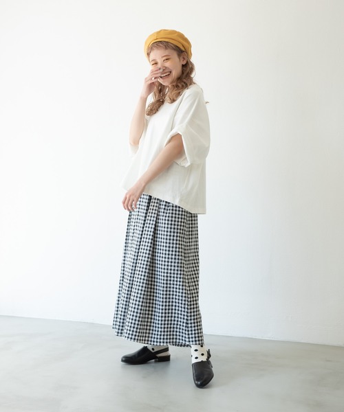 MERLOT（メルロー）の「ヘビーウェイトワイドT（Tシャツ/カットソー・レディース・ホワイト/ブラック/ベージュ/レッド/ネイビー・FREE）」の13枚目の写真