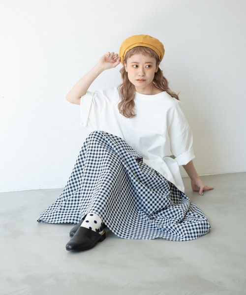 MERLOT（メルロー）の「ヘビーウェイトワイドT（Tシャツ/カットソー・レディース・ホワイト/ブラック/ベージュ/レッド/ネイビー・FREE）」の22枚目の写真