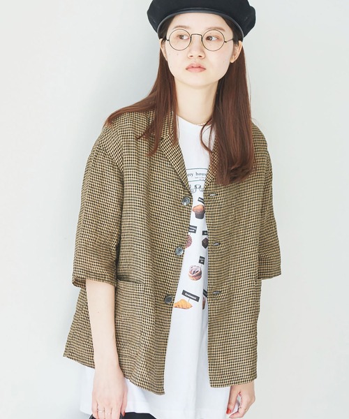 fig Ｌondon（フィグロンドン）の「△uncle LINEN　ＳＨ-ＪＫ（シャツ/ブラウス・レディース・ブラック/ベージュ/サックスブルー/オレンジ・FREE）」の4枚目の写真