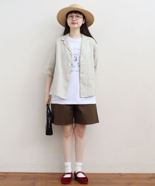 fig Ｌondon（フィグロンドン）の「△uncle LINEN　ＳＨ-ＪＫ（シャツ/ブラウス・レディース・ブラック/ベージュ/サックスブルー/オレンジ・FREE）」の11枚目の写真