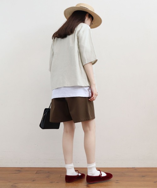 fig Ｌondon（フィグロンドン）の「△uncle LINEN　ＳＨ-ＪＫ（シャツ/ブラウス・レディース・ブラック/ベージュ/サックスブルー/オレンジ・FREE）」の13枚目の写真