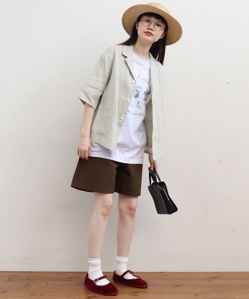 fig Ｌondon（フィグロンドン）の「△uncle LINEN　ＳＨ-ＪＫ（シャツ/ブラウス・レディース・ブラック/ベージュ/サックスブルー/オレンジ・FREE）」の14枚目の写真