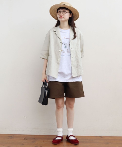 fig Ｌondon（フィグロンドン）の「△uncle LINEN　ＳＨ-ＪＫ（シャツ/ブラウス・レディース・ブラック/ベージュ/サックスブルー/オレンジ・FREE）」の15枚目の写真