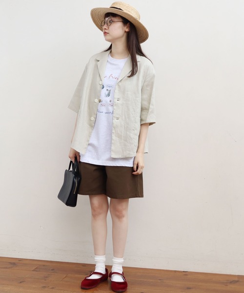 fig Ｌondon（フィグロンドン）の「△uncle LINEN　ＳＨ-ＪＫ（シャツ/ブラウス・レディース・ブラック/ベージュ/サックスブルー/オレンジ・FREE）」の17枚目の写真
