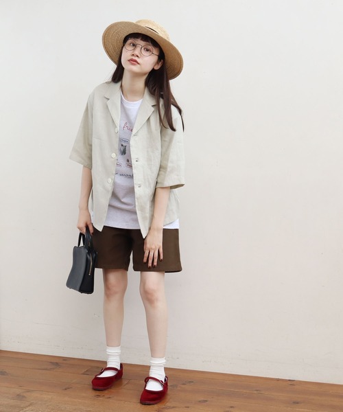 fig Ｌondon（フィグロンドン）の「△uncle LINEN　ＳＨ-ＪＫ（シャツ/ブラウス・レディース・ブラック/ベージュ/サックスブルー/オレンジ・FREE）」の18枚目の写真