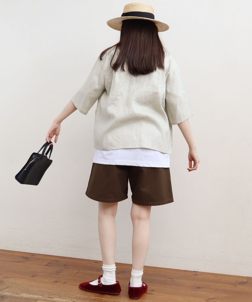 fig Ｌondon（フィグロンドン）の「△uncle LINEN　ＳＨ-ＪＫ（シャツ/ブラウス・レディース・ブラック/ベージュ/サックスブルー/オレンジ・FREE）」の19枚目の写真