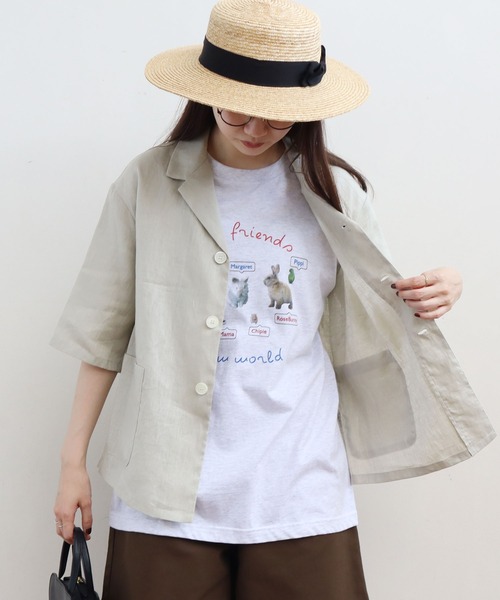 fig Ｌondon（フィグロンドン）の「△uncle LINEN　ＳＨ-ＪＫ（シャツ/ブラウス・レディース・ブラック/ベージュ/サックスブルー/オレンジ・FREE）」の7枚目の写真