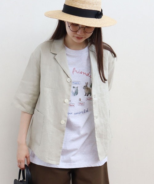 fig Ｌondon（フィグロンドン）の「△uncle LINEN　ＳＨ-ＪＫ（シャツ/ブラウス・レディース・ブラック/ベージュ/サックスブルー/オレンジ・FREE）」の8枚目の写真