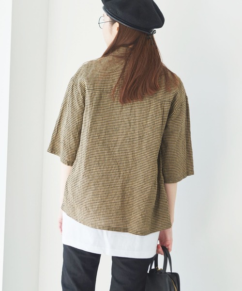 fig Ｌondon（フィグロンドン）の「△uncle LINEN　ＳＨ-ＪＫ（シャツ/ブラウス・レディース・ブラック/ベージュ/サックスブルー/オレンジ・FREE）」の20枚目の写真