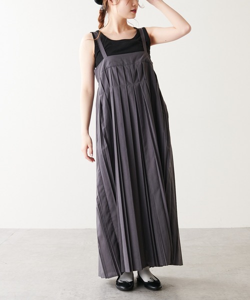 PUAL CE CIN（ピュアルセシン）の「親子プリーツ吊りワンピース（ワンピース・レディース・チャコールグレー/アイボリー・FREE）」の17枚目の写真