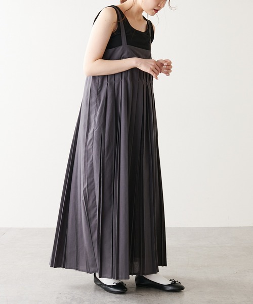 PUAL CE CIN（ピュアルセシン）の「親子プリーツ吊りワンピース（ワンピース・レディース・チャコールグレー/アイボリー・FREE）」の19枚目の写真