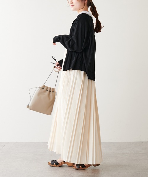 PUAL CE CIN（ピュアルセシン）の「親子プリーツ吊りワンピース（ワンピース・レディース・チャコールグレー/アイボリー・FREE）」の16枚目の写真