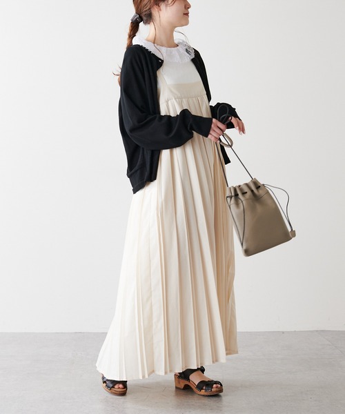 PUAL CE CIN（ピュアルセシン）の「親子プリーツ吊りワンピース（ワンピース・レディース・チャコールグレー/アイボリー・FREE）」の15枚目の写真