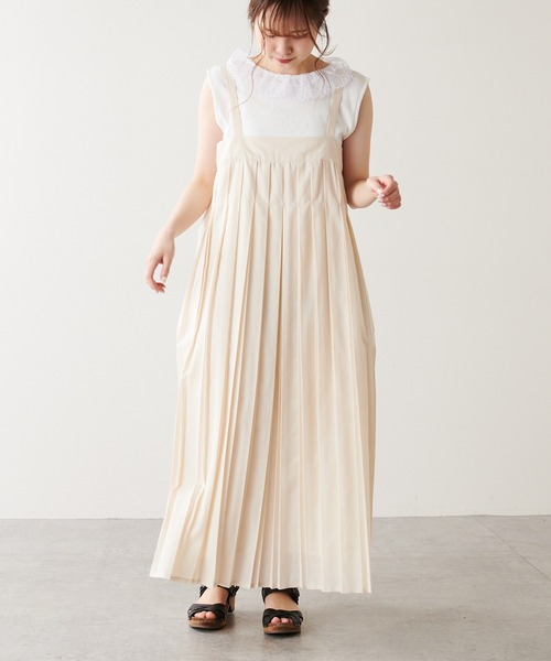 PUAL CE CIN（ピュアルセシン）の「親子プリーツ吊りワンピース（ワンピース・レディース・チャコールグレー/アイボリー・FREE）」の10枚目の写真