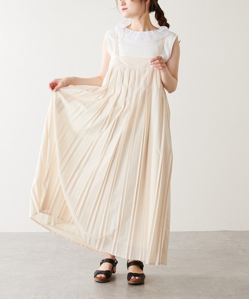 PUAL CE CIN（ピュアルセシン）の「親子プリーツ吊りワンピース（ワンピース・レディース・チャコールグレー/アイボリー・FREE）」の11枚目の写真