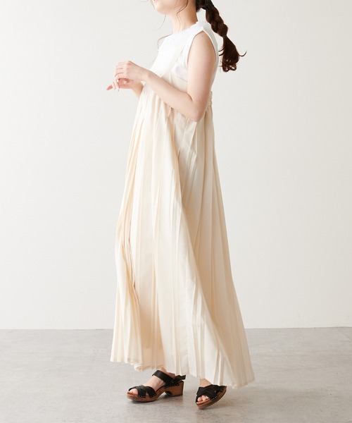 PUAL CE CIN（ピュアルセシン）の「親子プリーツ吊りワンピース（ワンピース・レディース・チャコールグレー/アイボリー・FREE）」の12枚目の写真