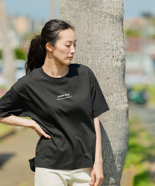 LB/S （エルビーエス）の「汗染み防止加工　二段ロゴ　前後差　サイドスリット　プリントＴシャツ（Tシャツ/カットソー・レディース・ホワイト/ブラック/ダークパープル・MEDIUM/LARGE）」の20枚目の写真