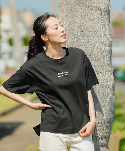 LB/S （エルビーエス）の「汗染み防止加工　二段ロゴ　前後差　サイドスリット　プリントＴシャツ（Tシャツ/カットソー・レディース・ホワイト/ブラック/ダークパープル・MEDIUM/LARGE）」の19枚目の写真