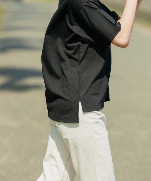 LB/S （エルビーエス）の「汗染み防止加工　二段ロゴ　前後差　サイドスリット　プリントＴシャツ（Tシャツ/カットソー・レディース・ホワイト/ブラック/ダークパープル・MEDIUM/LARGE）」の15枚目の写真