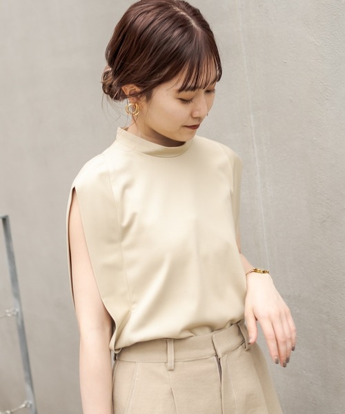 CAPRICIEUX LE'MAGE（カプリシューレマージュ）の「二の腕スッキリノースリーブTシャツ（Tシャツ/カットソー・レディース・ホワイト/ブラック/ベージュ・FREE）」の19枚目の写真