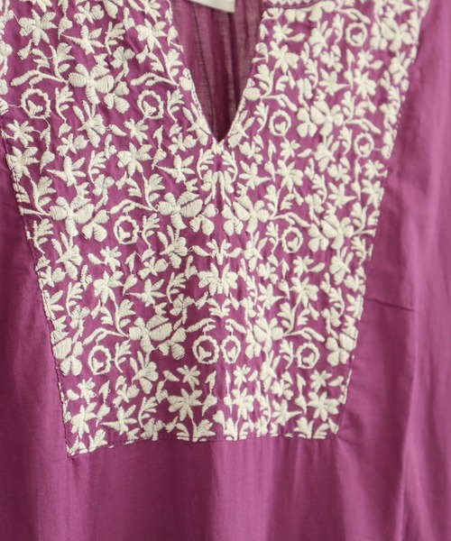 CRAFT STANDARD BOUTIQUE（クラフトスタンダードブティック）の「フレンチスリーブ刺繍ワンピース　＊◇（ワンピース・レディース・オフホワイト/チャコールグレー/パープル・FREE）」の7枚目の写真