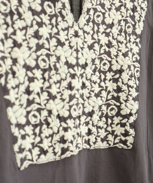 CRAFT STANDARD BOUTIQUE（クラフトスタンダードブティック）の「フレンチスリーブ刺繍ワンピース　＊◇（ワンピース・レディース・オフホワイト/チャコールグレー/パープル・FREE）」の9枚目の写真