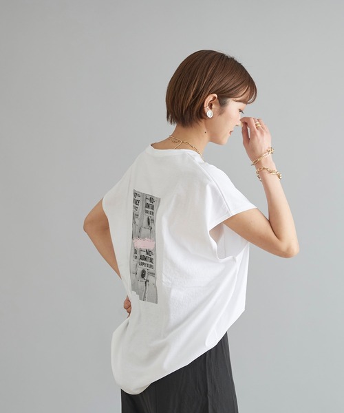 DouDou（ドゥドゥ）の「コラージュphoto T（Tシャツ/カットソー・レディース・ホワイト/チャコールグレー/ブラウン・FREE）」の11枚目の写真