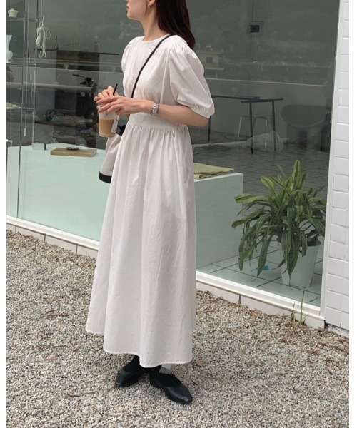 DAIS-Y（デイジー）の「パフスリーブバックVリボン ウエスト切替ロングワンピース（ワンピース・レディース・ホワイト/ピンク/ブルー/ライトグリーン・FREE）」の15枚目の写真