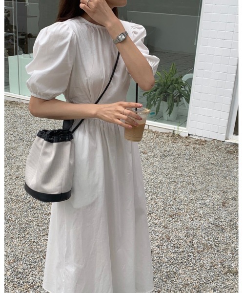 DAIS-Y（デイジー）の「パフスリーブバックVリボン ウエスト切替ロングワンピース（ワンピース・レディース・ホワイト/ピンク/ブルー/ライトグリーン・FREE）」の16枚目の写真